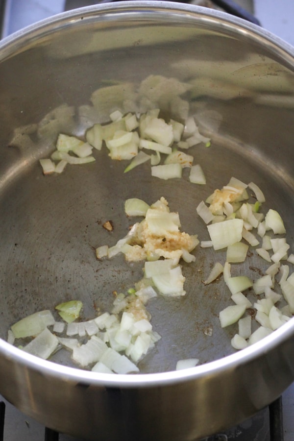 onion and garlic in a saucepan.