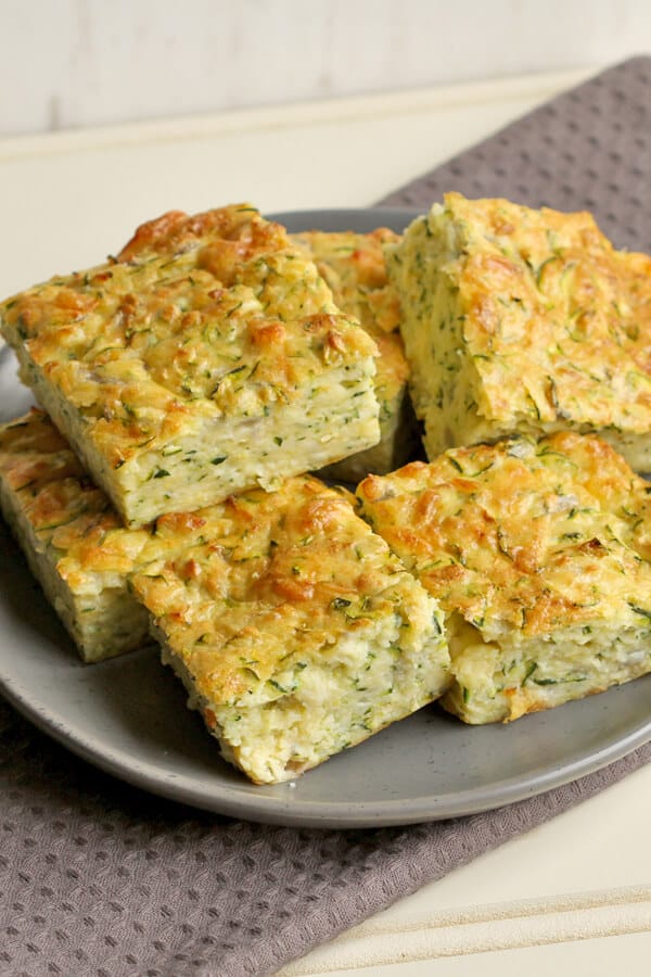 pieces of zucchini slice on a plate.