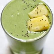 kale pineapple smoothie in a short glass