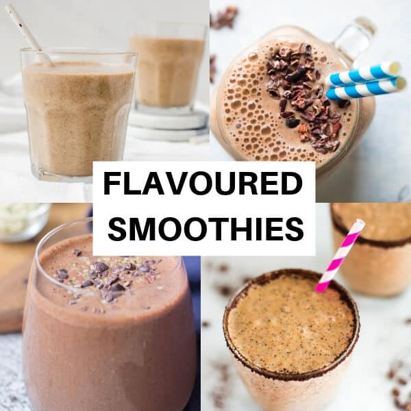 collage of chocolate smoothie pictures