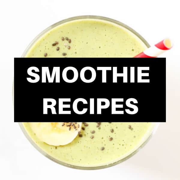 a picture of a green smoothie with smoothie recipes written on top 