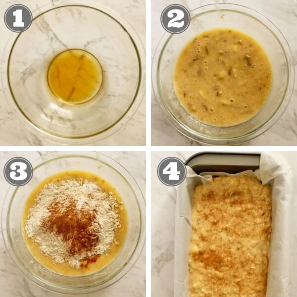 step by step images on how to make healthy banana bread