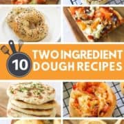 collage of two ingredient dough recipes.