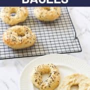 bagels on a white plate.