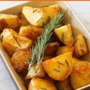 Crispy Roast Potatoes in a serving dish.