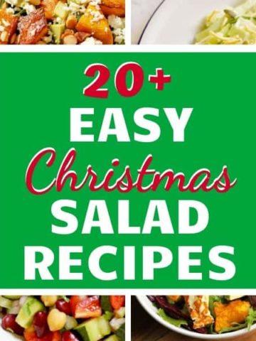 4 salad images with text overlay "20+ easy Christmas salad recipes".