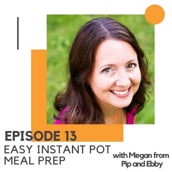 Headshot of a brunette woman with text overlay "easy instant pot meal prep".