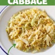 sauteed cabbage in a white bowl.