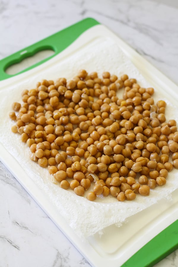 chickpeas on a paper towel