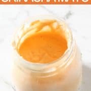 spicy mayonnaise in a glass jar.