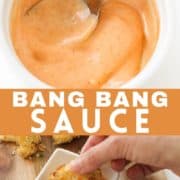 bang bang sauce in a white bowl.