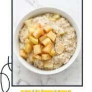 oatmeal in a bowl with text overlay "apple cinnamon oatmeal".