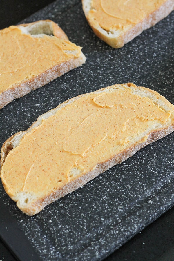 slices of bread slathered in cheese butter.