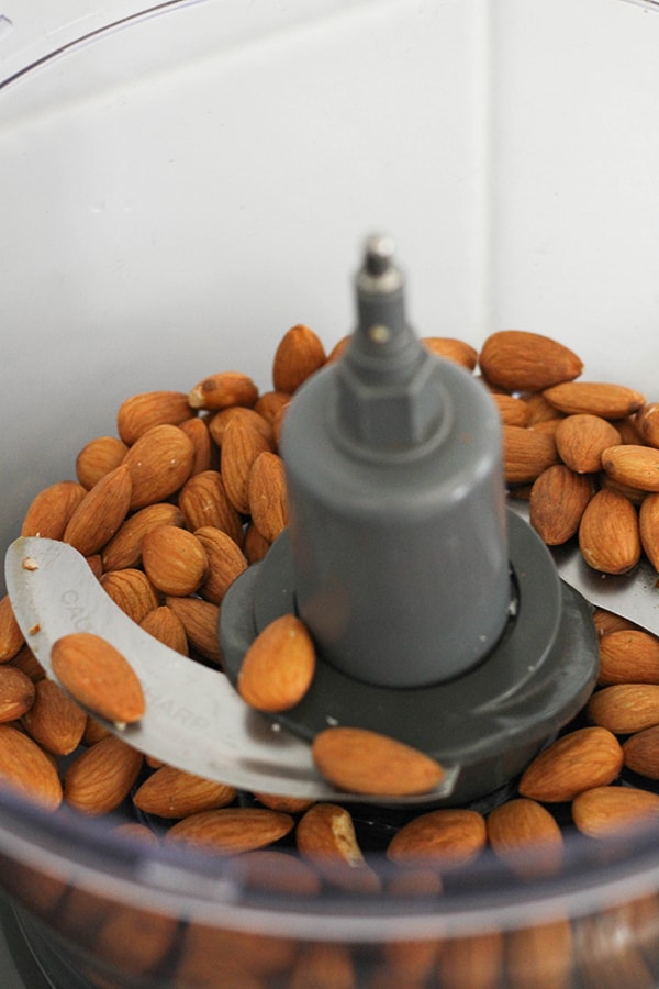 almonds in a food processor.