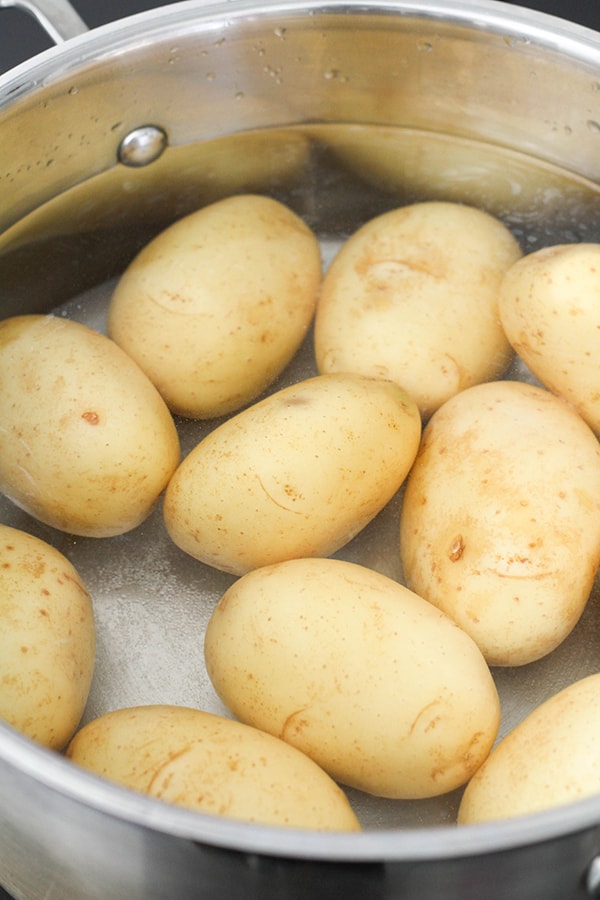 potatoes in a pot of water.
