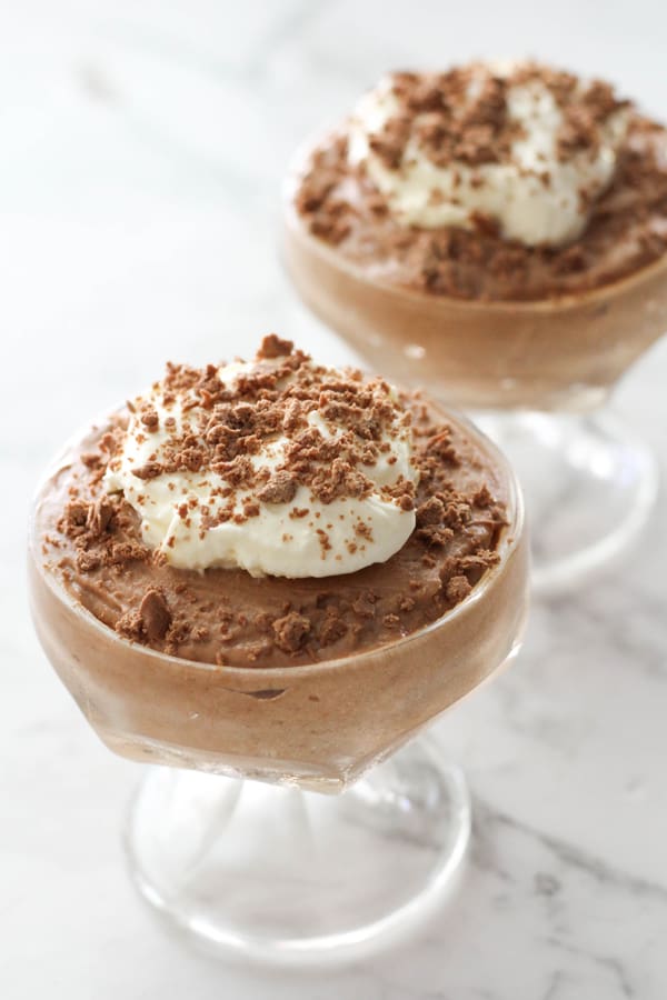 chocolate mousse in dessert cups.
