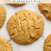 cookies on a marble background with text overlay "golden syrup cookies".
