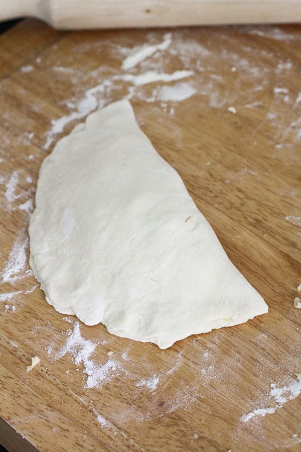 dough folded over to make a semi circle.